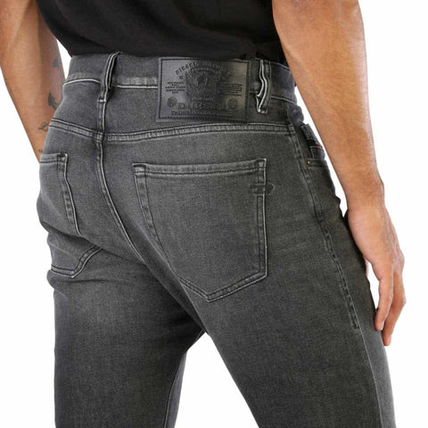 Diesel D-VIKER jeans by Jag Couture London and New York, showing the dark wash denim with branded leather patch and classic five-pocket style