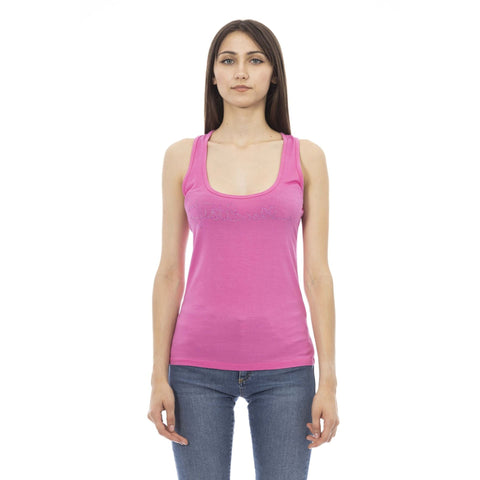 Bright pink Just Cavalli beachwear D40151GRBC_FUCSIA with bold print, featuring sleek straps and stylish design.