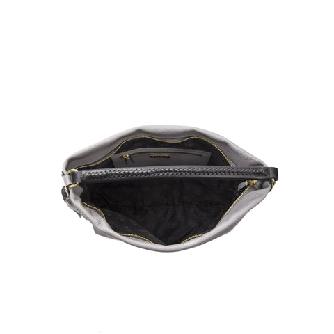 Jag Couture London Donatella FA6031RACHELE fog-colored handbag with sleek design and gold-tone hardware.