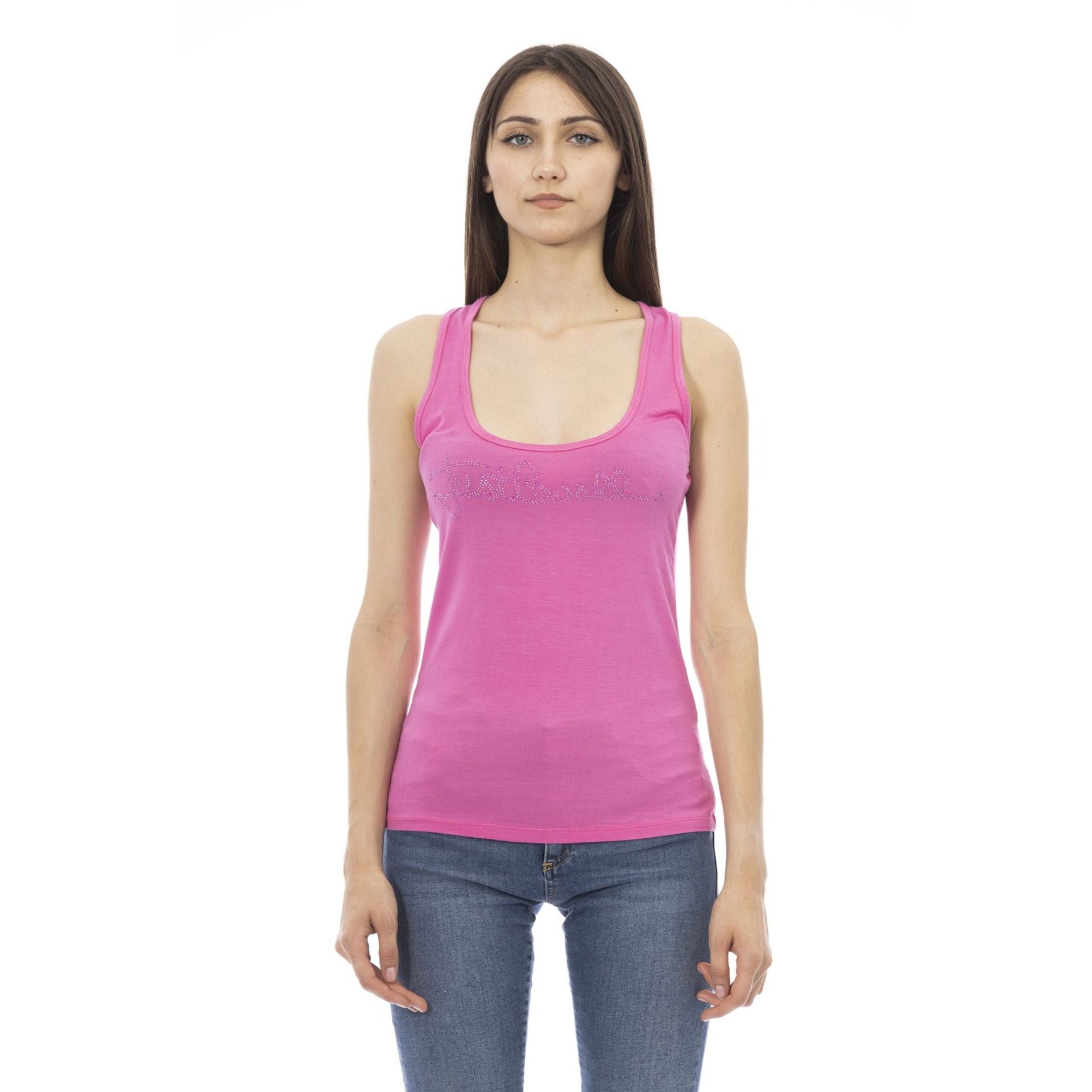 Just Cavalli beachwear D40151GRBC_FUCSIA swimwear featuring vibrant fuchsia fabric and stylish design, displayed on a model.