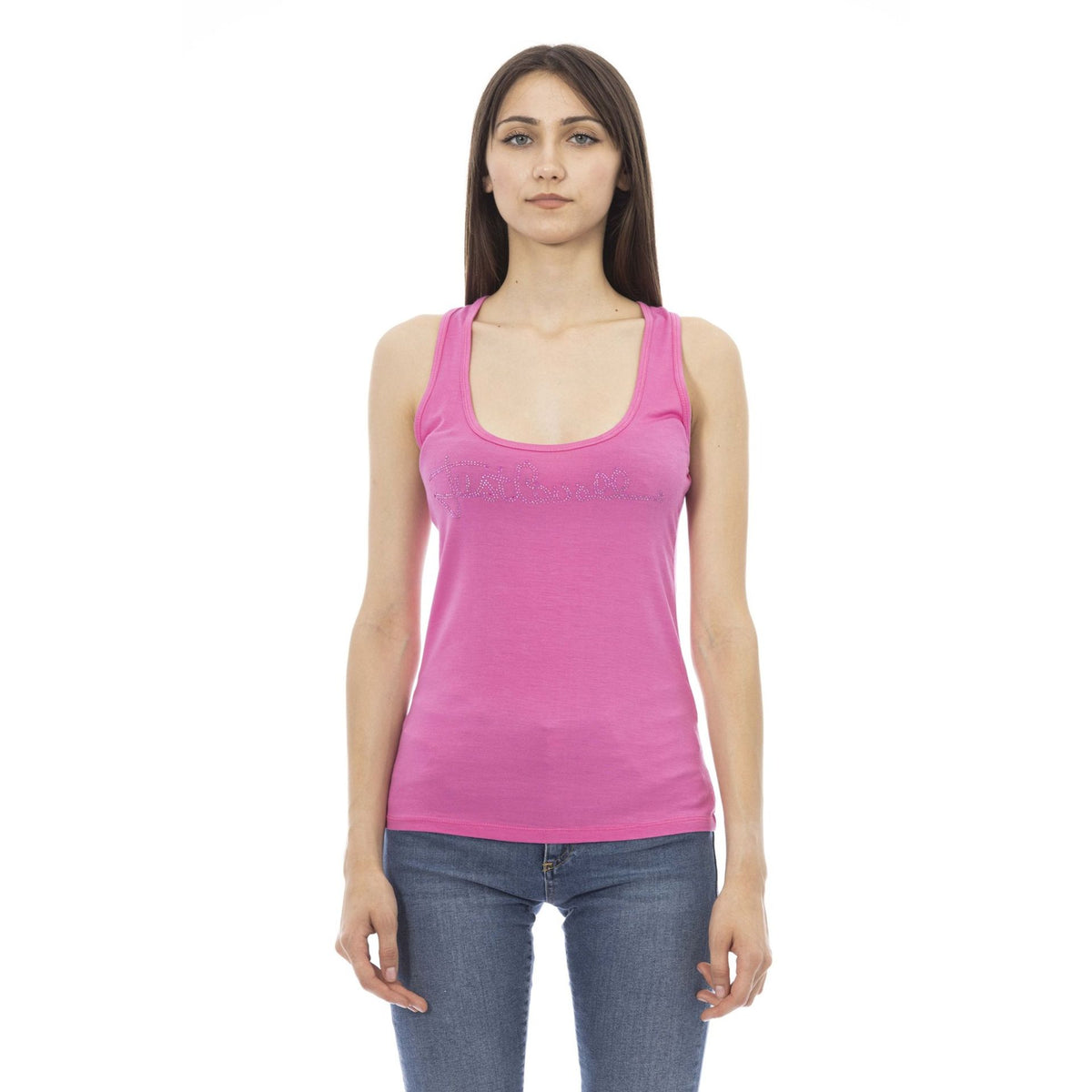 Just Cavalli beachwear D40151GRBC_FUCSIA swimwear featuring vibrant fuchsia fabric and stylish design, displayed on a model.
