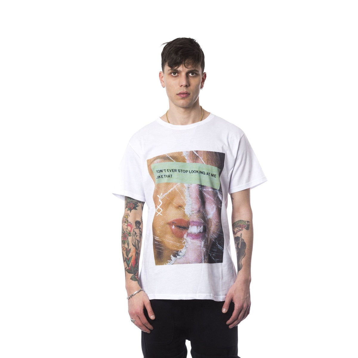 Nicolo Tonetto BLOCFACE Bianco White shirt by Jag Couture London - New York, featuring a stylish, white fabric with a modern design.