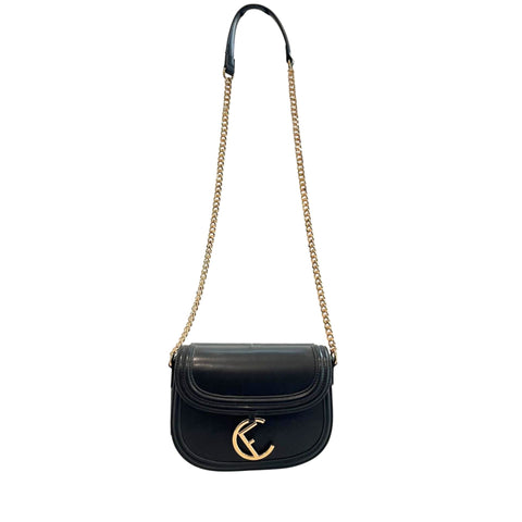 Cristinaeffe CF22708 black luxury handbag by Jag Couture London New York, showcasing sleek leather design and elegant hardware.