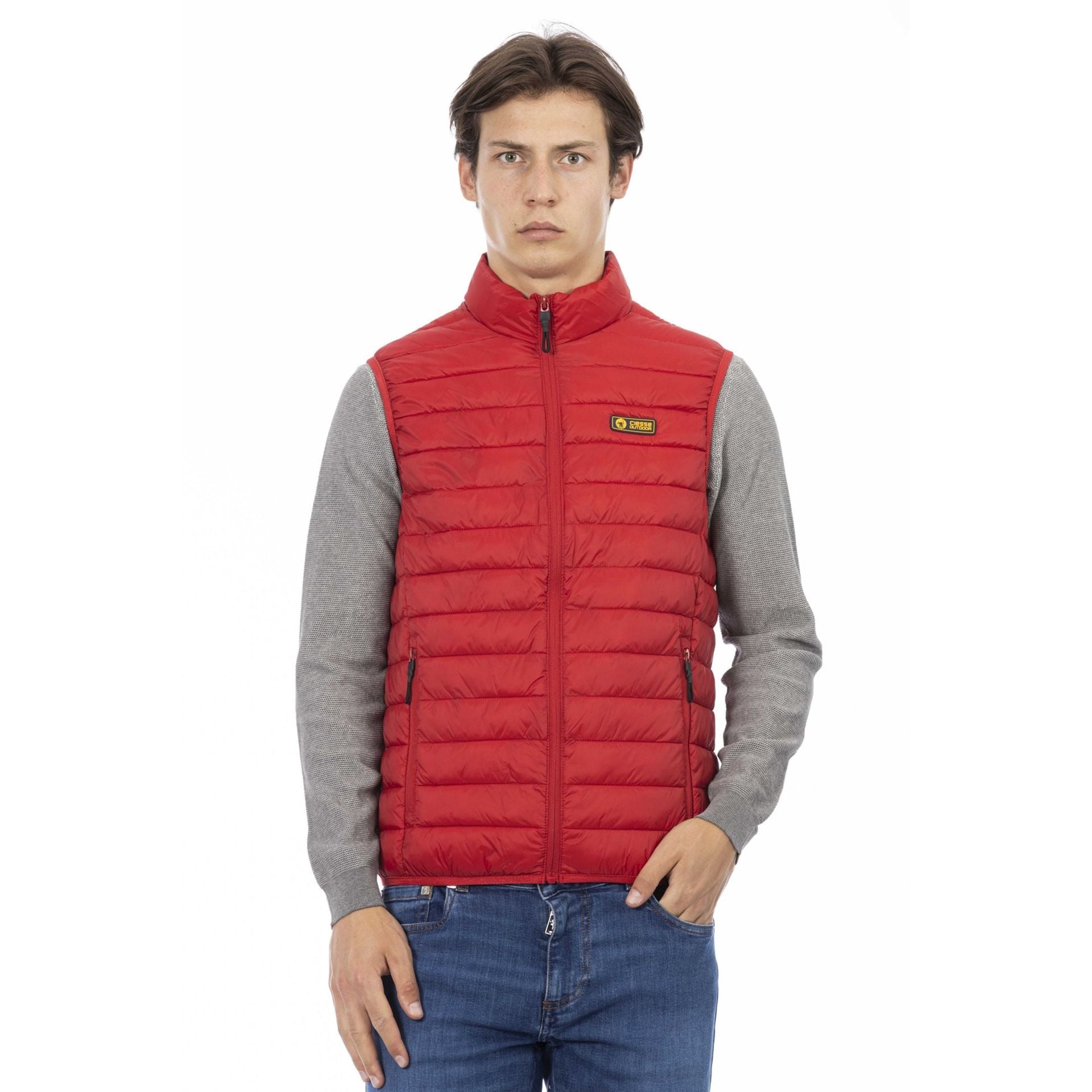 Ciesse Outdoor 225OKMV02039_500Rosso jacket by Jag Couture London - New York, shown in bright red fabric with a zip front and hood.