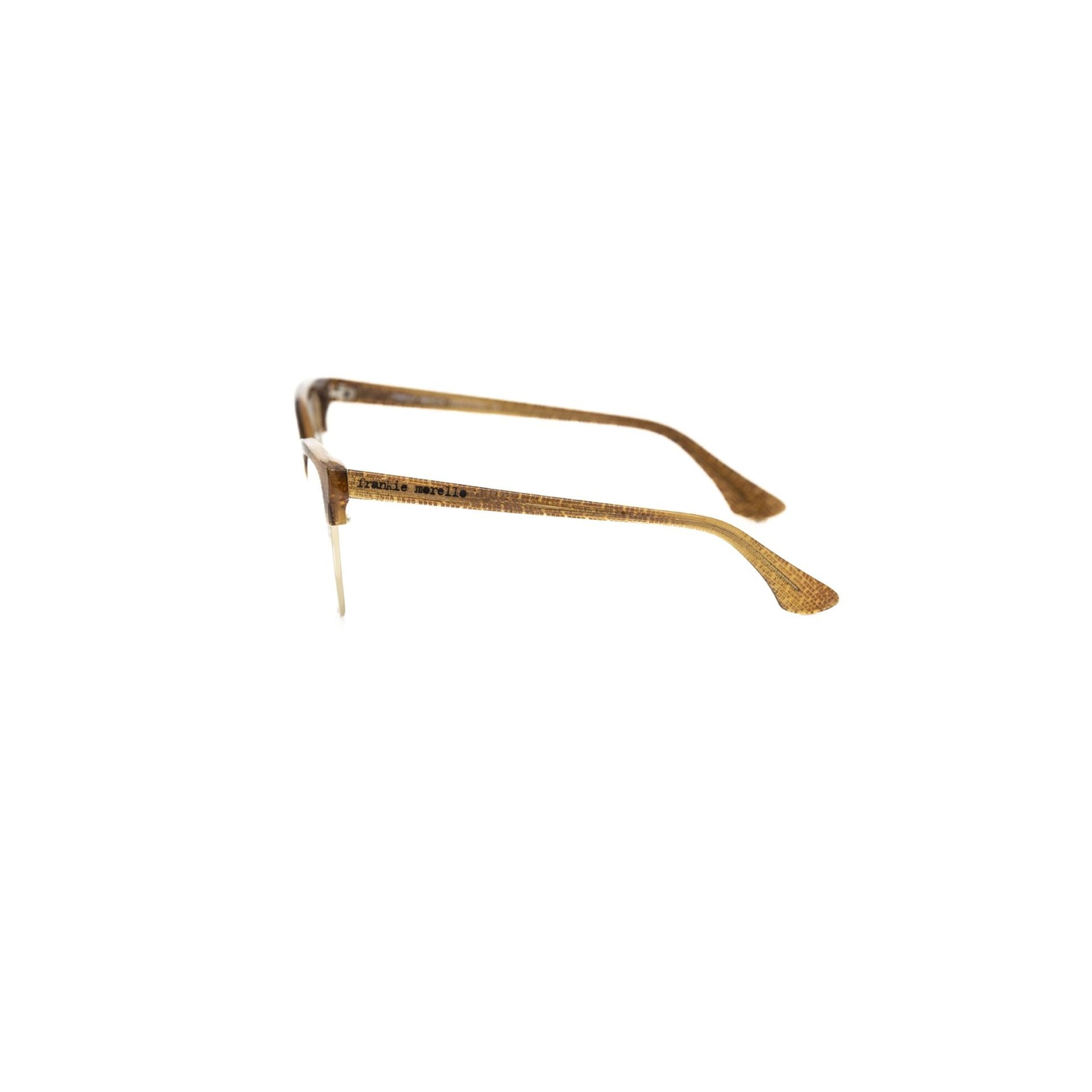 Frankie Morello FEWF8012DV_O431BRILLORO designer sunglasses with gold frames and dark lenses, stylish and modern.