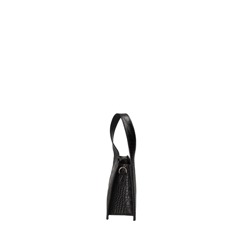 Roberta Rossi RR220722023FBG-C28 black leather handbag by Jag Couture London - New York with gold hardware and structured design.