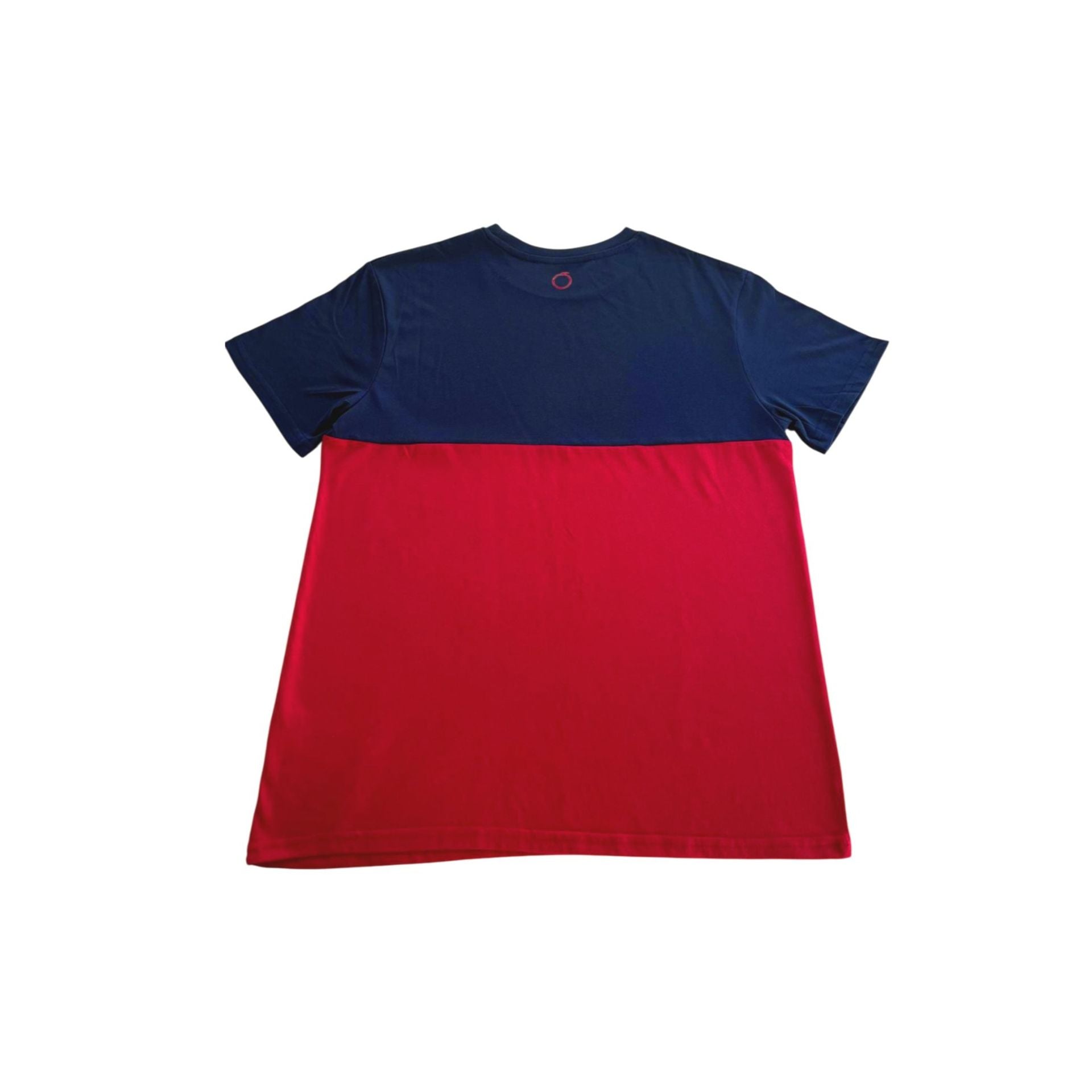 Red navy Trussardi beachwear by Jag Couture London featuring stylish fabric and modern design, perfect for summer beach outings.