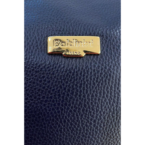 Baldinini Trend IR1683 LUCCA Blue Navy leather shoes with sleek design, displayed on a reflective surface.