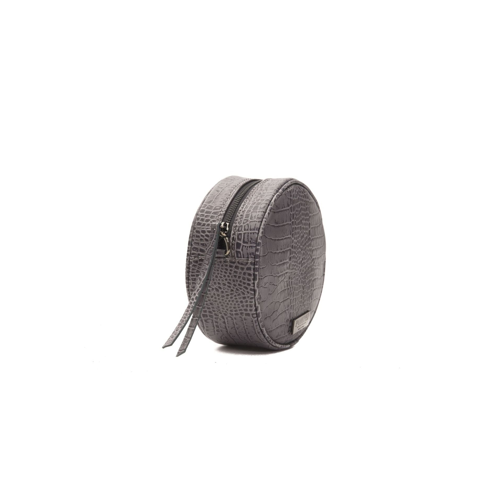 Jag Couture London - New York Pompei Donatella A1041ANGELA grey handbag with textured surface and silver hardware.