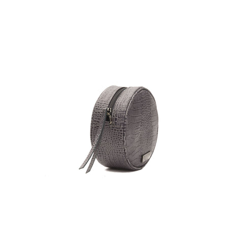 Jag Couture London - New York Pompei Donatella A1041ANGELA grey handbag with textured surface and silver hardware.