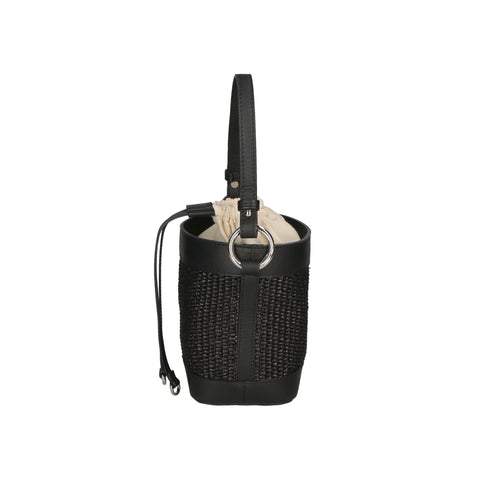 Jag Couture London - New York Gave Lux GLX220516623FBG-12_S28_NERO black leather handbag with gold hardware, front logo and top handle.