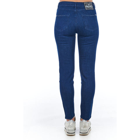 Dark denim Frankie Morello FWCS9205JE_B02 jeans displayed on a model, showcasing the stylish fit and classic design.
