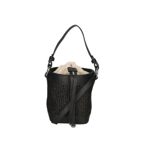 Jag Couture London New York Gave Lux GLX220516623FBG-12_S28_NERO black handbag with sleek leather finish and silver hardware.
