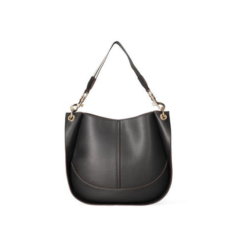 Black Viola Castellani VC220722423FBG-Nero handbag by Jag Couture London featuring sleek leather design and silver hardware.