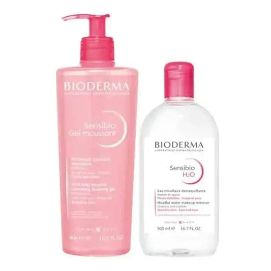 Jag Couture London Bioderma Sensibio H2O Sensitive Skin Cleanser 500ml + Bioderma Sensibio Cleansing Gel 500ml Set 2 Pieces