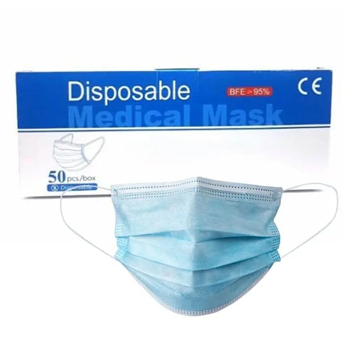 Jag Couture London Blue Face Mask 3ply Disposable Elastic Loop Pack 50 pcs