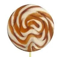 Jag Couture London Caramel Flavoured Brown And White Swirl Lollipops In Display