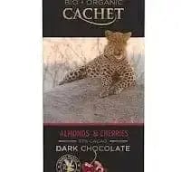 Jag Couture London Fashion Cachet Organic 57% Dark Chocolate Bar With Cherry And Almonds