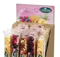 Jag Couture London Fashion Fruit Mix Of Soft Nougat Bars In Display - Tropical Fruit, Wild Berry & Strawberry