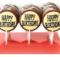 Jag Couture London Fashion Hand Decorated Chocolate Message Lollies - Happy Birthday