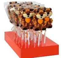 Jag Couture London Hand Decorated Chocolate Tiger Lollipops In Display