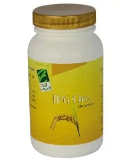 Bottle of 100% Natura Ip6 Oro dietary supplements by Jag Couture London - New York, featuring 120 capsules in a clear container.