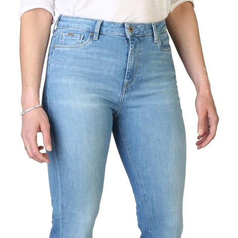 Pepe Jeans Dion flare jeans by Jag Couture London, showing the full-length denim pants with a flared style and classic blue wash.