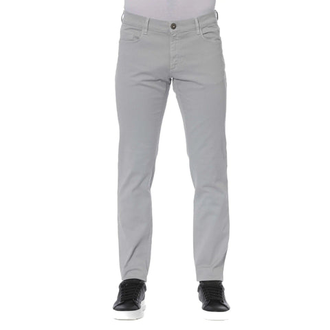 Jag Couture London - New York Trussardi Jeans 52J000071T002330H002_E161PLATINUM denim jeans, close-up of fabric and stitching details