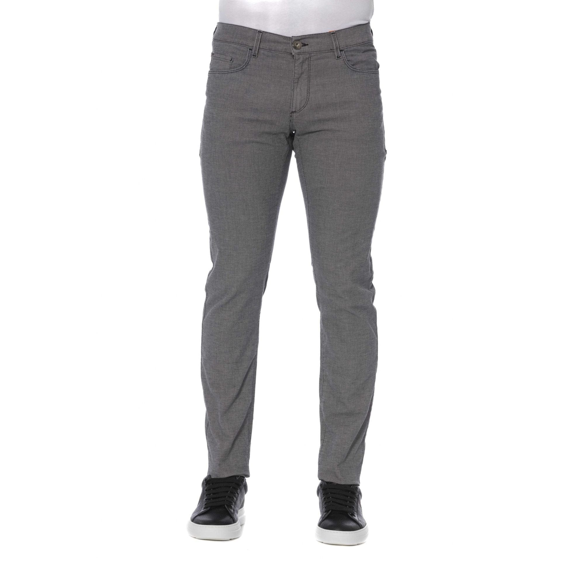 Trussardi Jeans in porcelain color, featuring classic denim style, shown on a model, by Jag Couture London New York.