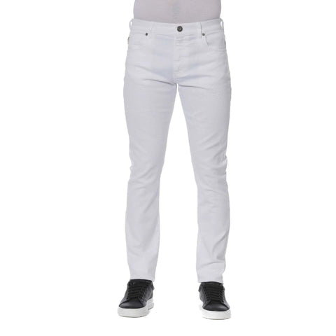 White Trussardi Jeans from Jag Couture London-New York, featuring classic denim fabric and stylish design details.