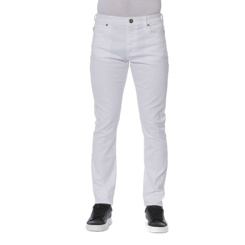 White Trussardi jeans by Jag Couture London featuring classic design and tailored fit, displayed on a clean background.
