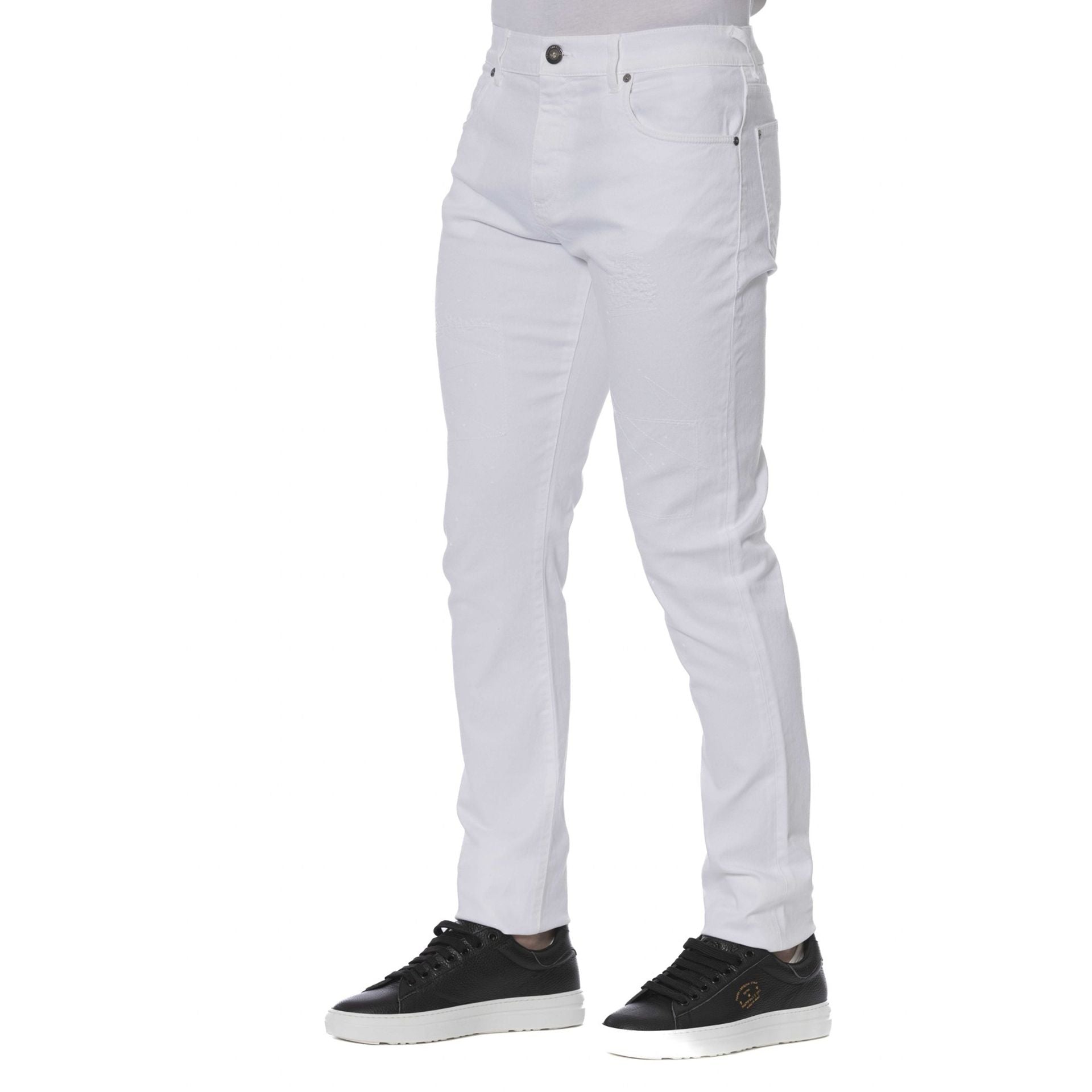 White Trussardi jeans from Jag Couture London with classic denim style and detailed stitching.