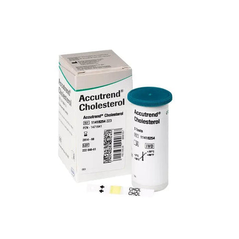 Jag Couture London - New York Accutrend Cholesterol Test Strips 5U, close-up of white test strips for cholesterol testing.