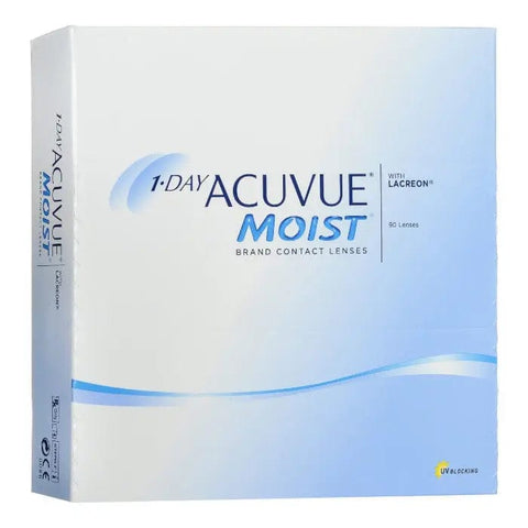 Acuvue Moist daily contact lenses in size 8.5 with -2.75 prescription, 90 lenses in a box, by Jag Couture London New York