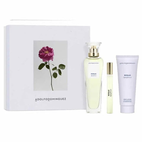 Set of three Jag Couture London Agua Fresca De Rosas Eau De Toilette Spray bottles, 120ml each, featuring floral perfume design.