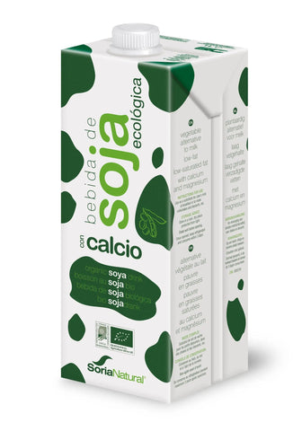 Jag Couture London New York Alecosor Pack of 6 organic soy milk cartons with calcium, 1 liter each, featuring soy and calcium ingredients.