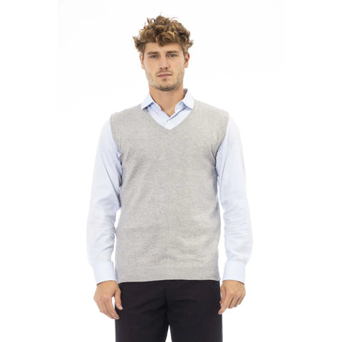 Jag Couture London Alpha Studio AU2202D in dark gray, stylish jacket with textured fabric, displayed on a hanger.