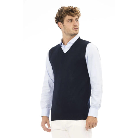 Alpha Studio AU2202D navy blazer by Jag Couture London - New York, tailored fit with lapel collar and front buttons.