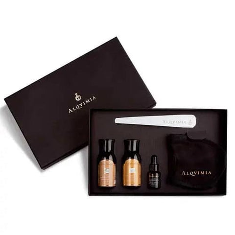 Alqvimia Anti-Stress Lavender Shower Gel and Relaxing Oil, 30ml each, featuring calming lavender for soothing bath experience.