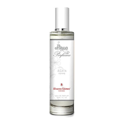 Alvarez Gómez Ágata Femme Eau De Parfum spray 30ml, elegant fragrance bottle with floral and citrus notes, in a sleek design.