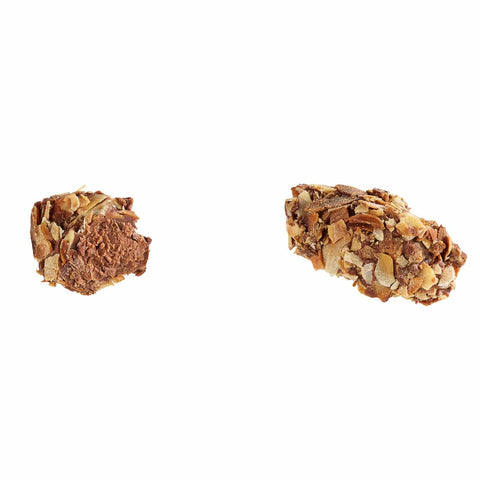 Amandine truffle by Jag Couture London features roasted almonds and flaked milk chocolate in a 13g chocolate truffle.