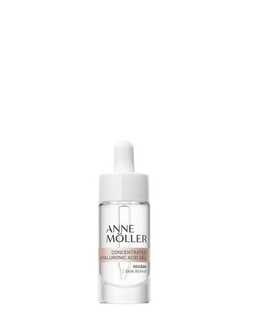 Anne Möller Am Rosâge Pure Hyaluronic Acid 15ml bottle, clear glass container with white label, skincare product.
