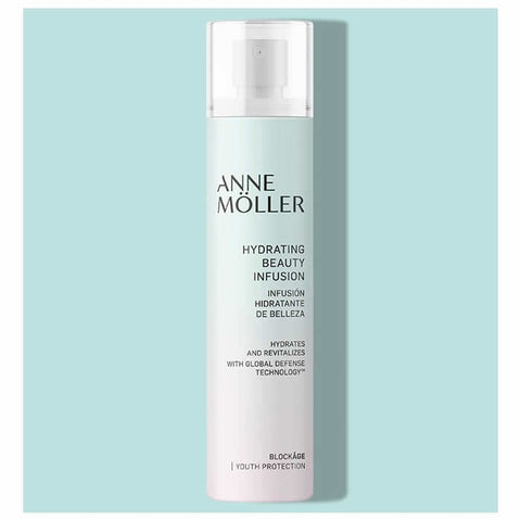 Anne Moller Blockage Hydrating Beauty Infusion by Jag Couture London, 100ml bottle with sleek packaging and infusion label.
