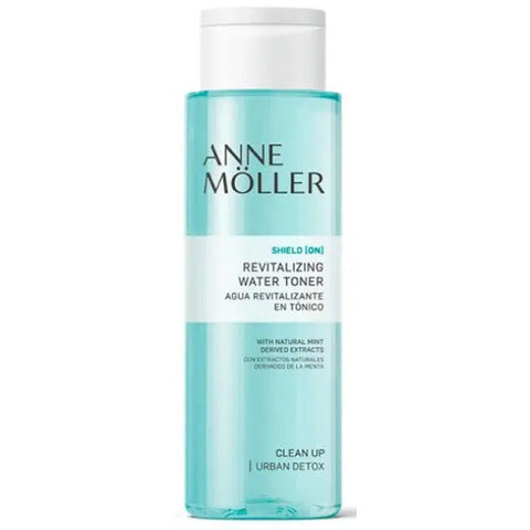Anne Möller Clean Up Revitalizing Water Toner 400ml, skincare product with refreshing, hydrating formula in a clear bottle.