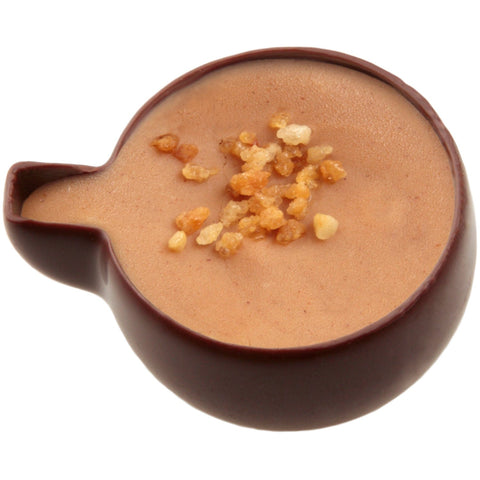 Jag Couture London Anny milk chocolate caramel and gianduja candy, 14.4g, with smooth caramel and rich gianduja filling.