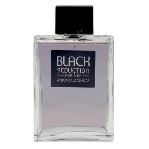 Antonio Banderas Black Seduction for Men Eau De Toilette spray 200ml bottle with dark packaging and silver accents.
