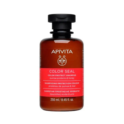 Jag Couture London Apivita Colour Protecting Shampoo with quinoa and honey, 250ml, showing the shampoo bottle with natural ingredients.