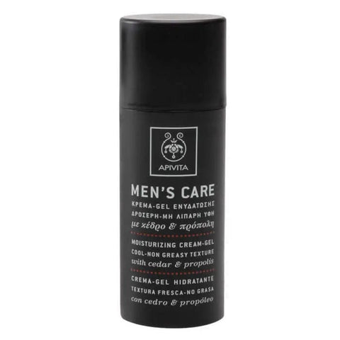 Jag Couture London New York Apivita Men's Care Moisturizing Cream Gel 50ml, smooth gel texture for hydrating men's skincare.