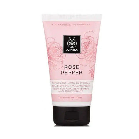 Jag Couture London New York Apivita Rose Pepper Firming and Reshaping Body Cream 150ml, creamy texture, floral and pepper scent
