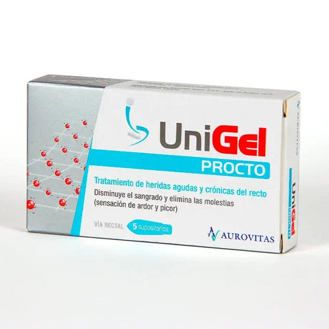 Jag Couture London - New York Apotex Unigel Procto 5 suppositories in blister pack, white and yellow packaging, medical product.